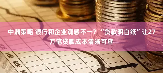 中鼎策略 银行和企业观感不一？“贷款明白纸”让27万笔贷款成本清晰可查